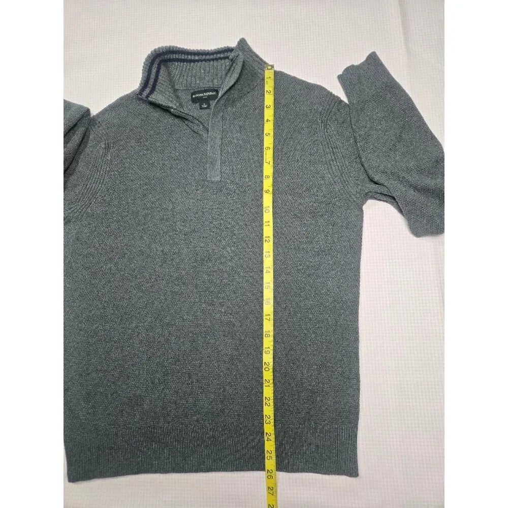 Banana Republic Charcoal Gray Textured Quarter Zip Pullover Sweater Size M